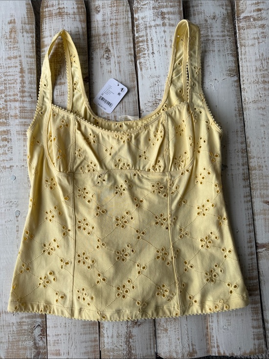 Free People Tops - Free People Full Bloom Eyelet Cami Size M Banana Cream NWT